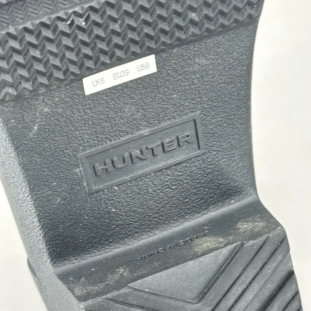 Hunter Rain Boots Womens‎ Size 8 All Black Rubber Ankle Booties Heel Waterproof